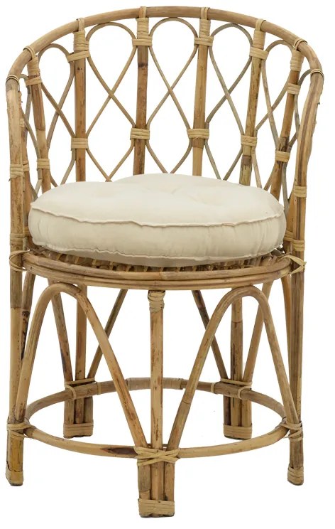 Πολυθρόνα Rostan Inart φυσικό rattan με μαξιλάρι 60x46x80εκ