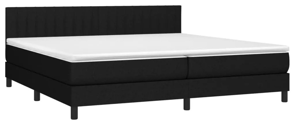 vidaXL Κρεβάτι Boxspring με Στρώμα Μαύρο 200x200 εκ. Υφασμάτινο