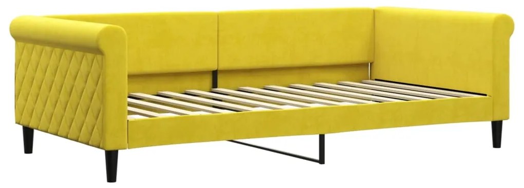 vidaXL Καναπές Κρεβάτι Συρόμενος Κίτρινος 100x200 εκ. Βελούδινος