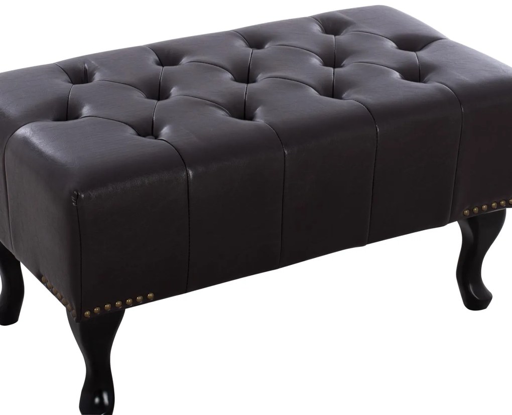 Ταμπουρέ Υποπόδιο ΕΜΜΑ τύπου CHESTERFIELD PU Σκούρο καφέ 80x44x39Y εκ. 80x44x39 εκ.