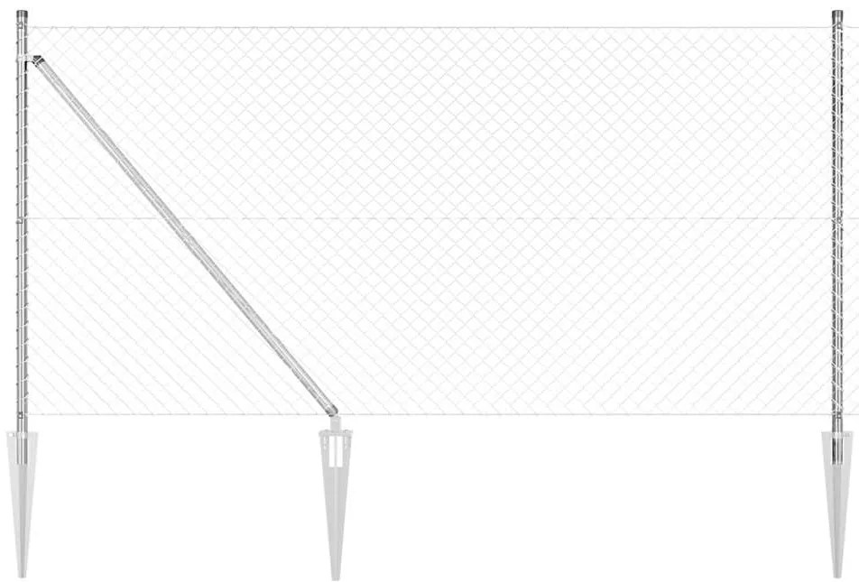 Φράχτης από αλυσίδα με στήλες Ασημί 1 x 10 m Ατσάλι