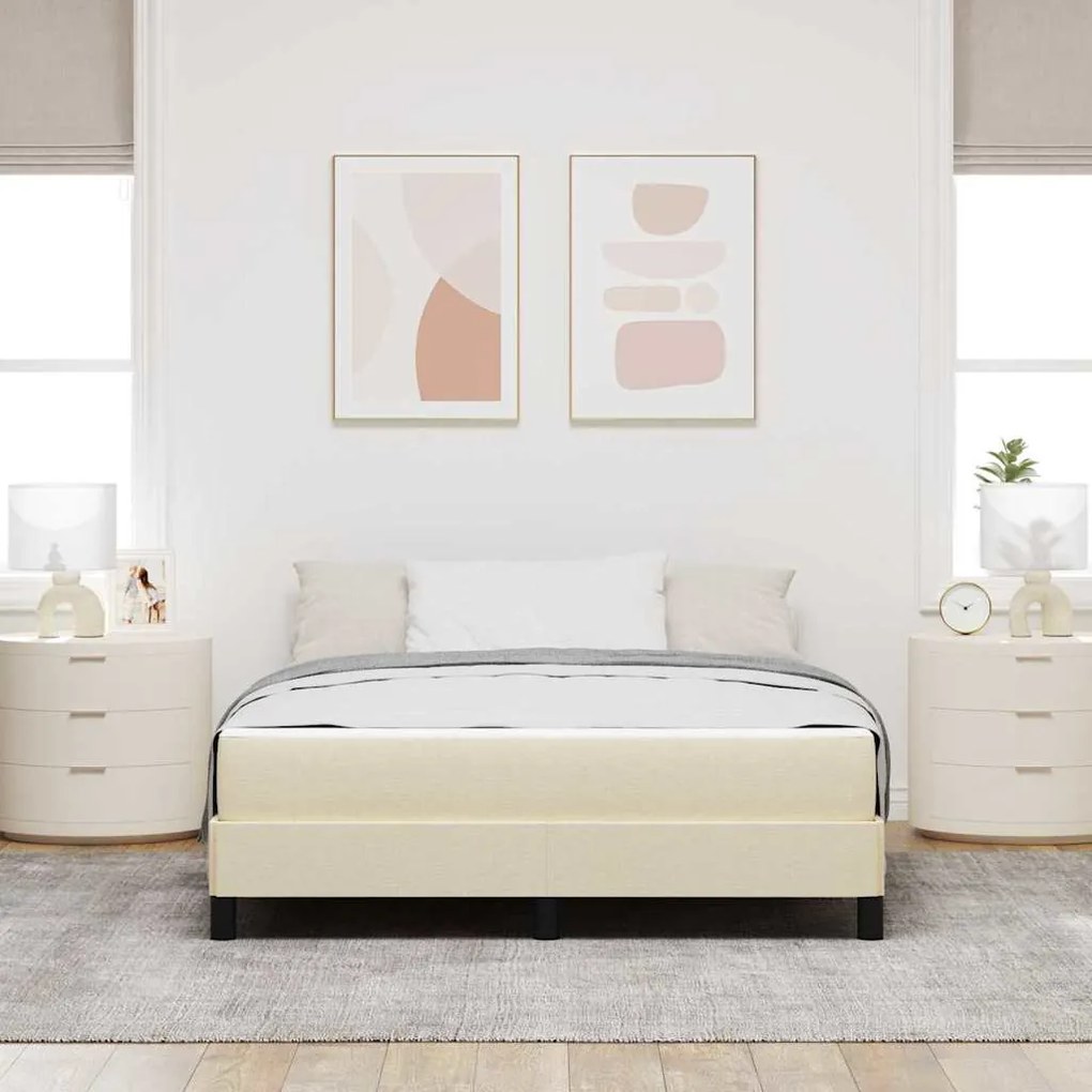 vidaXL Κρεβάτι με ελατήρια Άλλο Κρεμ 140 x 200 cm ύφασμα