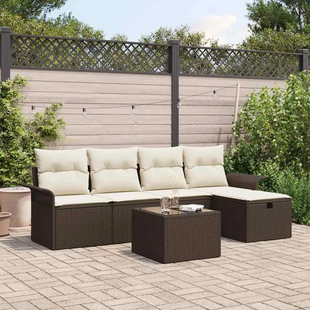 vidaXL Σετ Καναπέ Κήπου 6 pcs Καφέ και κρεμ 251 x 117 x 85 εκ.