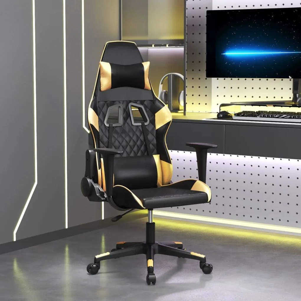 vidaXL Καρέκλα Gaming Μαύρο/Χρυσό από Συνθετικό Δέρμα