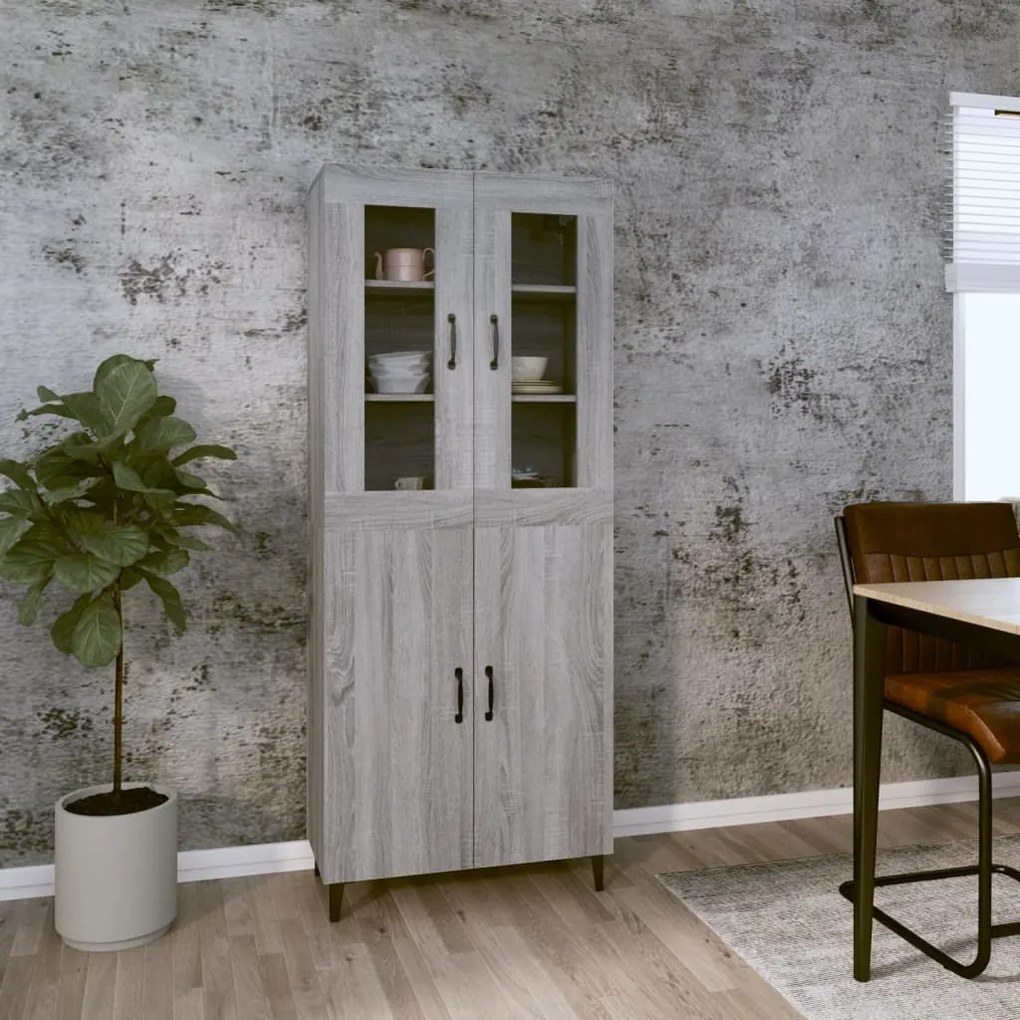 vidaXL Ντουλάπι Γκρι Sonoma 69,5 x 34 x 180 εκ. Επεξεργασμένο Ξύλο