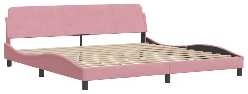 vidaXL Κρεβάτι με Στρώμα Ροζ 200x200 εκ. Βελούδινο