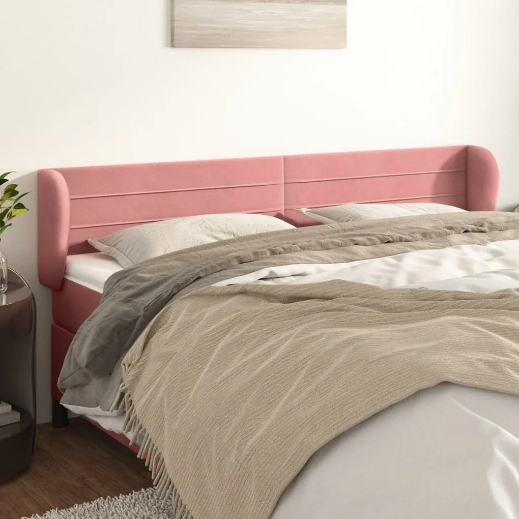 Κεφαλάρι με Πτερύγια Ροζ 163x23x78/88 εκ. Βελούδινο 3117343