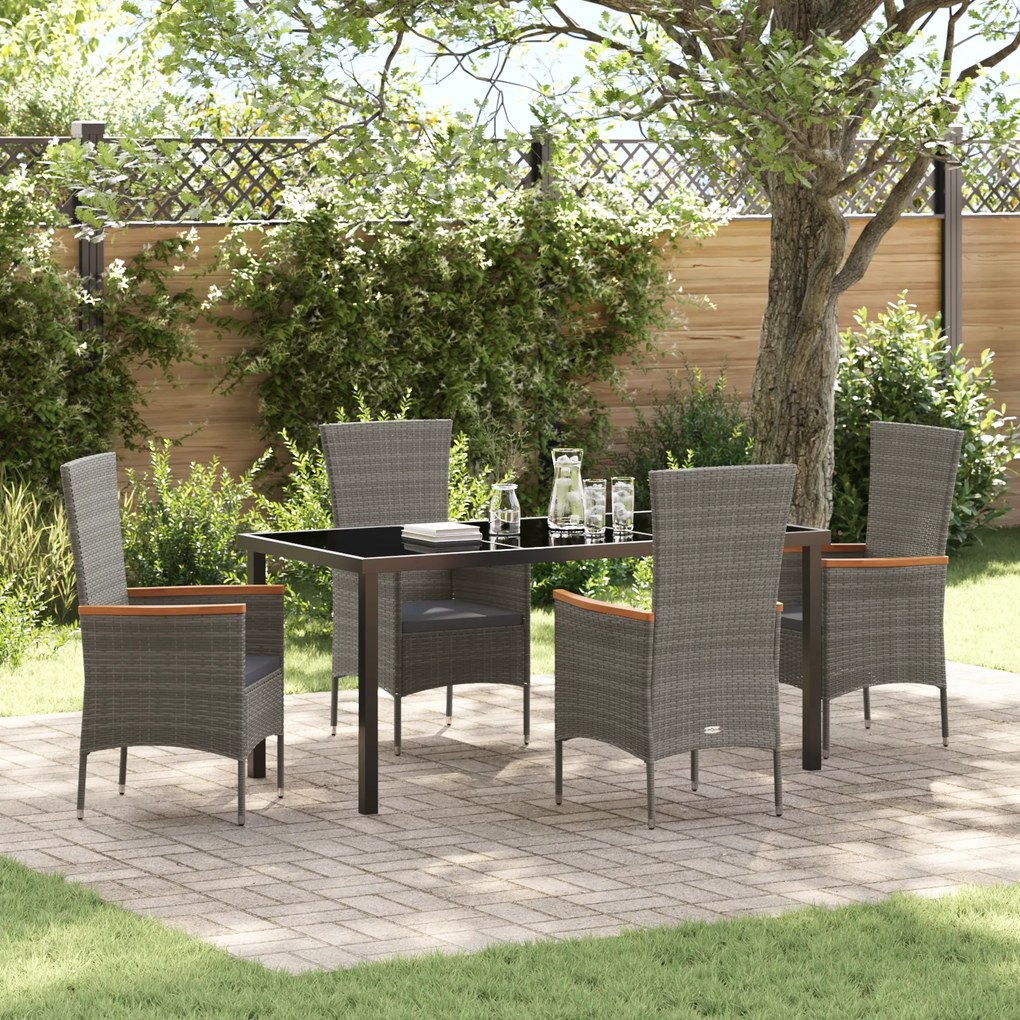 vidaXL Σετ Εξωτερικού Δείπνου με μαξιλάρι 5 pcs Γκρι 160 x 80 x 73 εκ