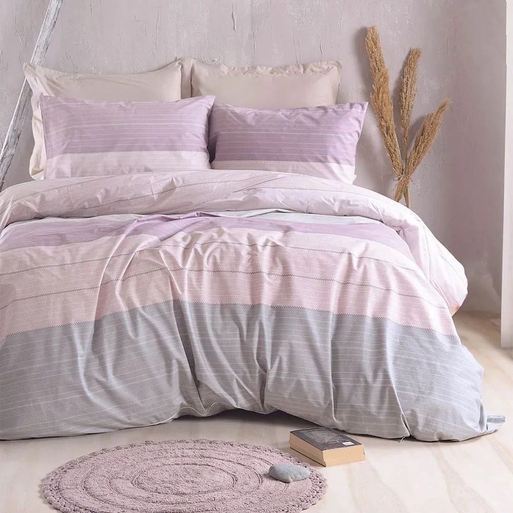 Σεντόνια Chelsea Με Λάστιχο (Σετ 4τμχ) Pink Ρυθμός Queen Size 230x260cm Βαμβάκι-Πολυέστερ
