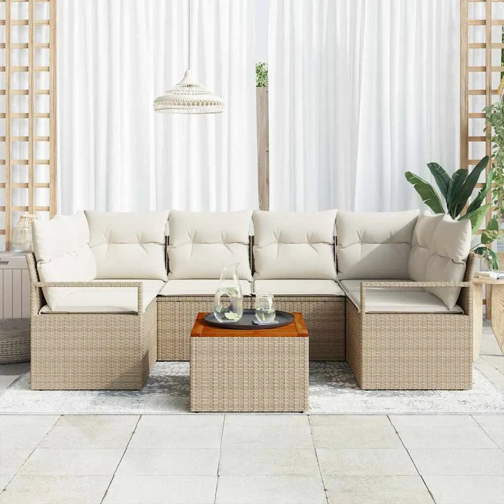 vidaXL Σετ Καναπέ Κήπου 7 pcs Beige, λευκό