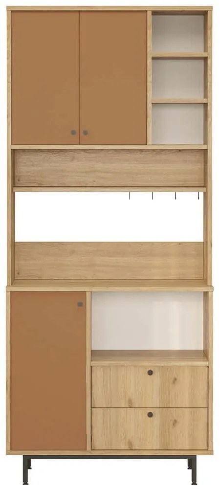 Ντουλάπι Κουζίνας 956LCS3577 88x35,5x205cm Oak-Tile Red Μοριοσανίδα, Μέταλλο