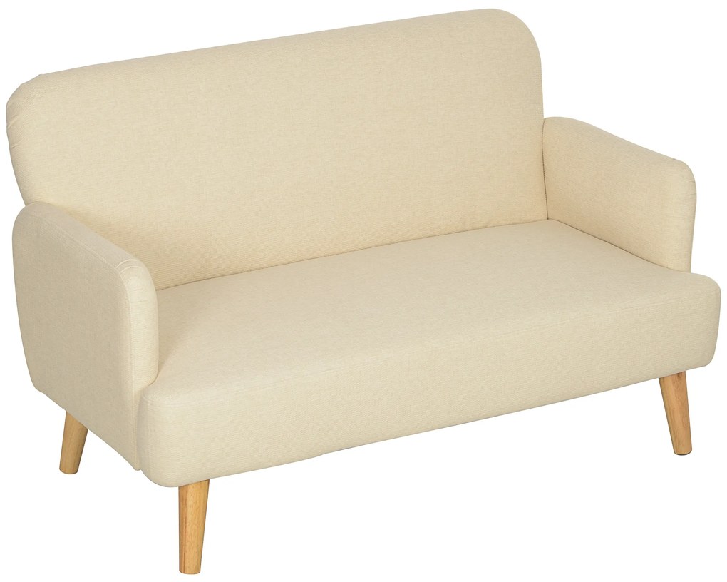 HOMCOM διθέσιμος καναπές, συμπαγής, φιλικό προς το δέρμα κάλυμμα, έως 240 κιλά, 130x74x79 εκ., κρεμ λευκό