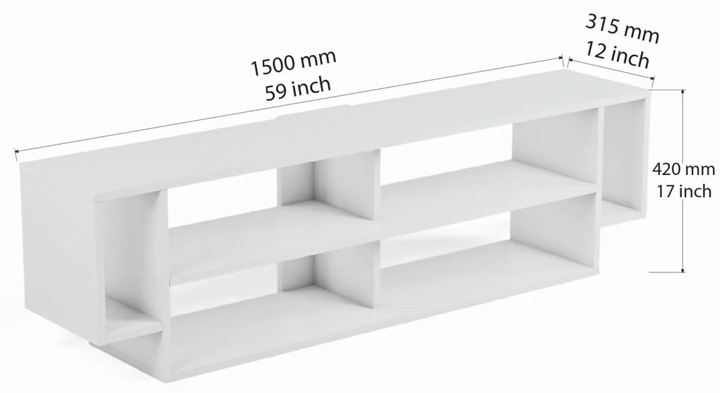 Έπιπλο Τηλεόρασης CALUBRIGA Λευκό Μοριοσανίδα/Μελαμίνη 150x30x42cm
