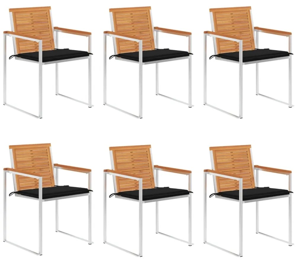 vidaXL Καρέκλες Κήπου 6 τεμ. από Μασίφ Ξύλο Ακακίας με Μαξιλάρια