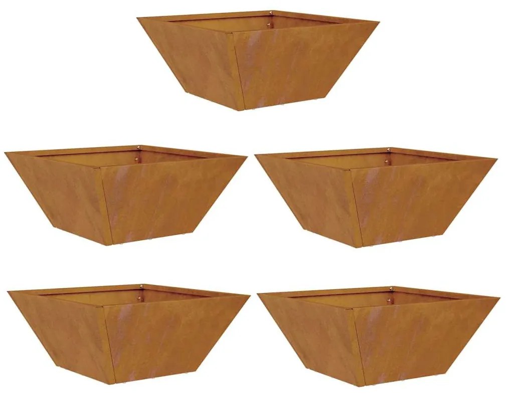 vidaXL Γλάστρα Κήπου 5 pcs Σκ rusty 35 x 35 x 15 εκ.