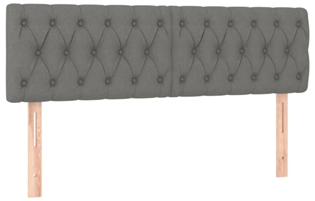 vidaXL Κεφαλάρι Κρεβατιού LED Σκούρο Γκρι 144x7x78/88 εκ. Υφασμάτινο