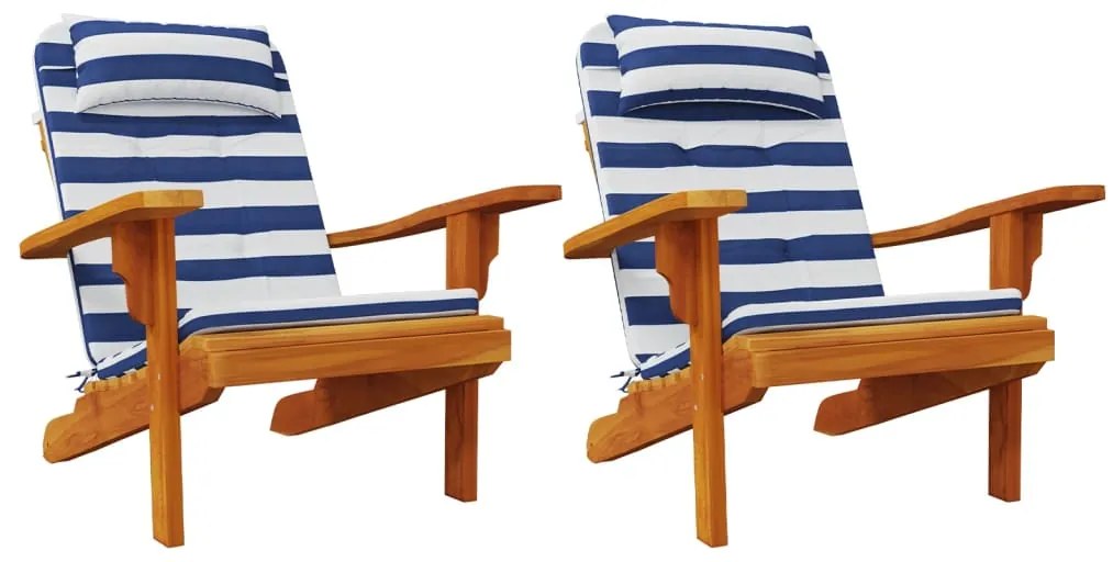 vidaXL Μαξιλάρια Καρέκλας Adirondack 2 τεμ. Μπλε&Λευκά Ριγέ Υφ. Oxford