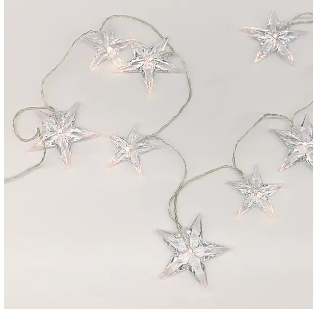 Λαμπάκια Σειρά Big Medium Stars 10 LED Μπαταρίας 3xAA Διάφανο Καλώδιο X061011242 ACA-X061011242-Διάφανο X061011242
