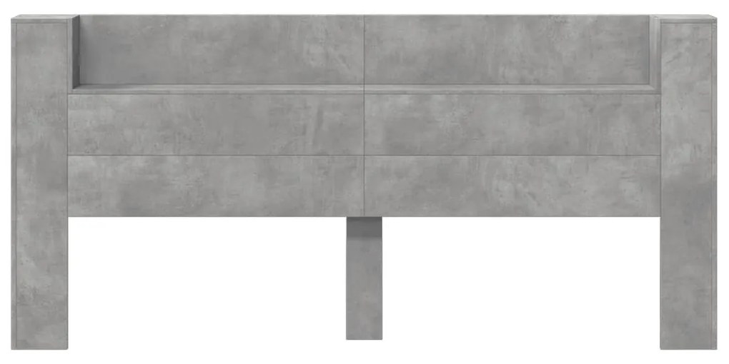 vidaXL Κεφαλάρι με Αποθηκ. Χώρο &amp; LED Γκρι Σκυρ. 220x16,5x103,5 εκ.