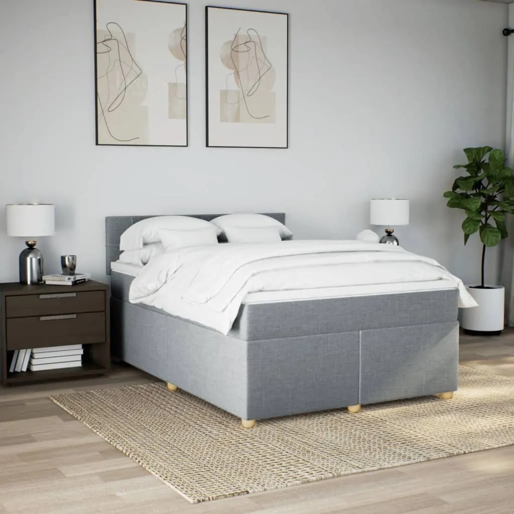 vidaXL Κρεβάτι Boxspring με Στρώμα Αν. Πράσινο 160x200εκ Υφασμάτινο