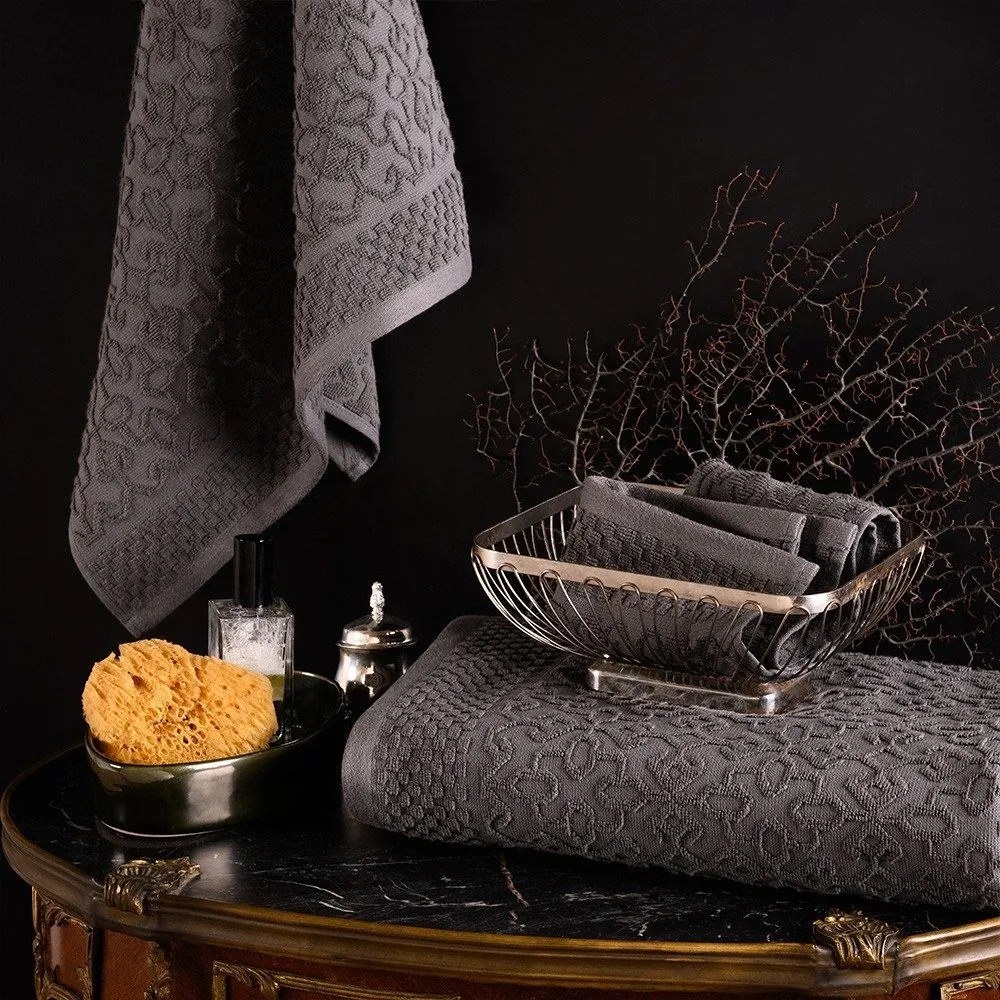 Πετσέτες Norya (Σετ 3τμχ) Anthracite Melinen Towels Set 70x140cm 100% Βαμβάκι