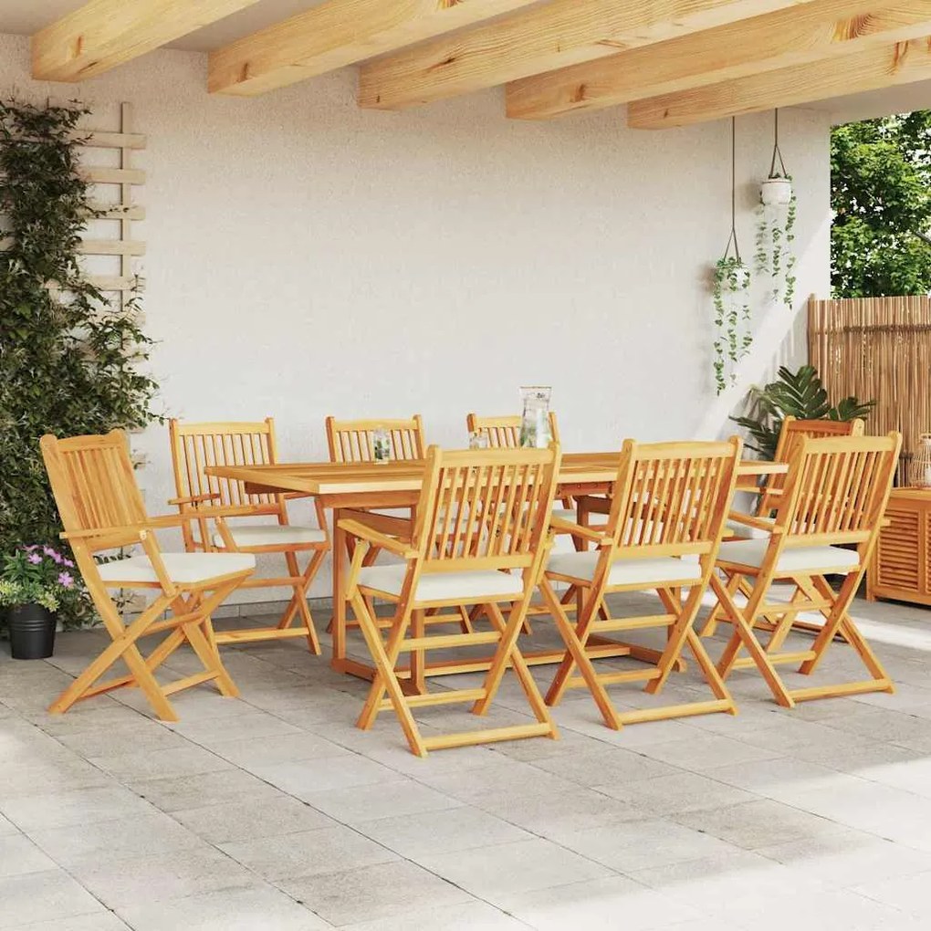 vidaXL Πτυσσόμενη Καρέκλα με μαξιλάρι 8 pcs Λευκό 49 x 57.5 x 92εκ