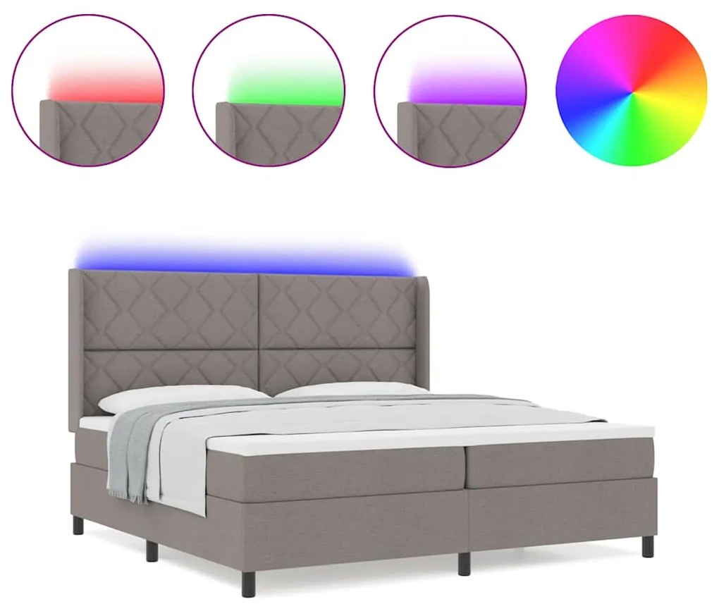 vidaXL Κρεβάτι με ελατήρια με στρώμα Taupe 200 x 200 cm ύφασμα
