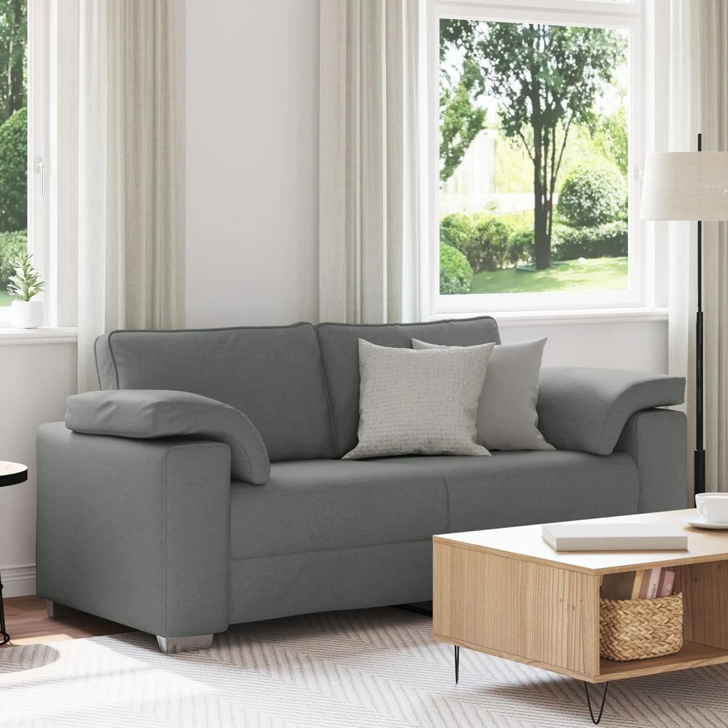 Καναπέδες Loveseat Σκούρο Γκρι 140 εκ Υφάσματος