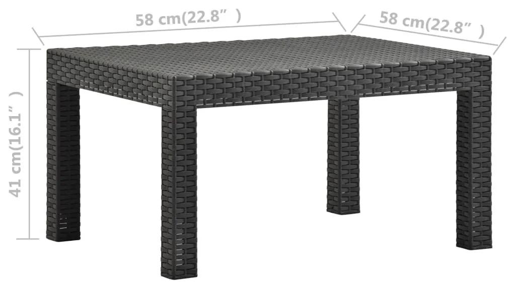 Τραπέζι Κήπου Ανθρακί 58x58x41 εκ. από Ρατάν Πολυπροπυλενίου - Ανθρακί