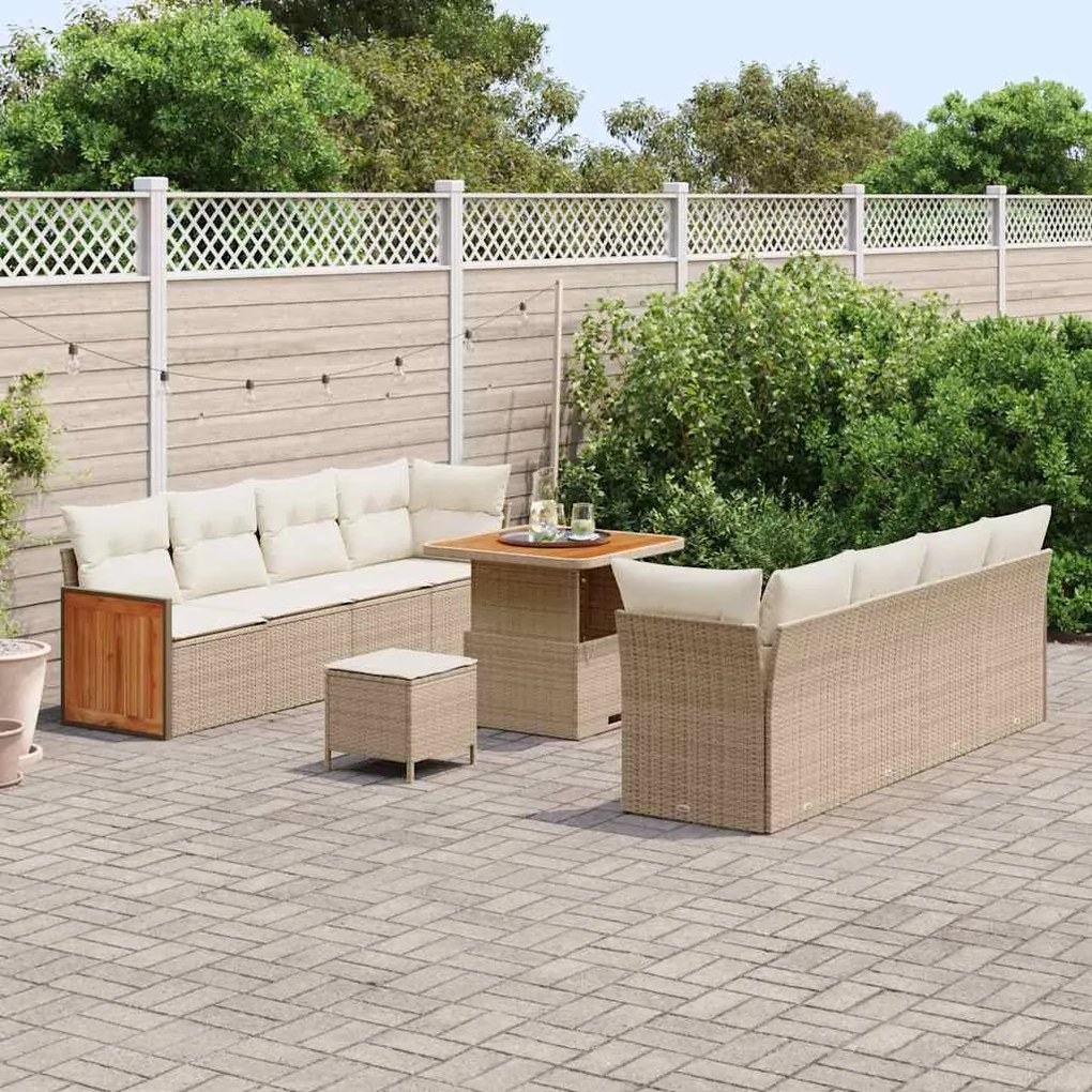vidaXL Σετ Καναπέ Κήπου 11 pcs μπεζ και κρεμ 80 x 80 x 71 cm