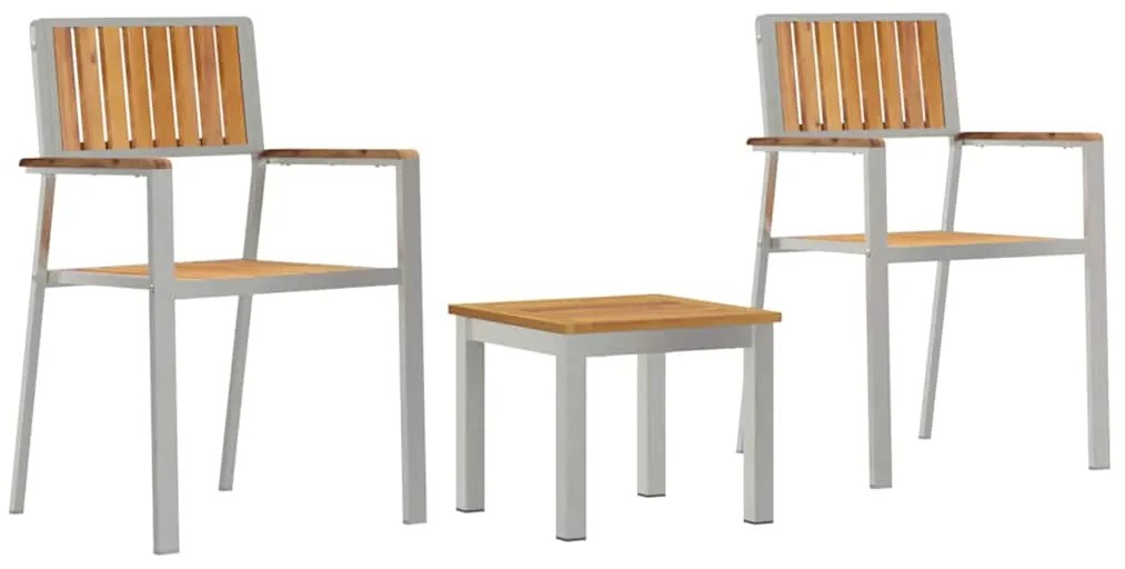 vidaXL Σέτ φαγητού για κήπο 3 pcs Καφέ Στερεό Ξύλο Τίκ