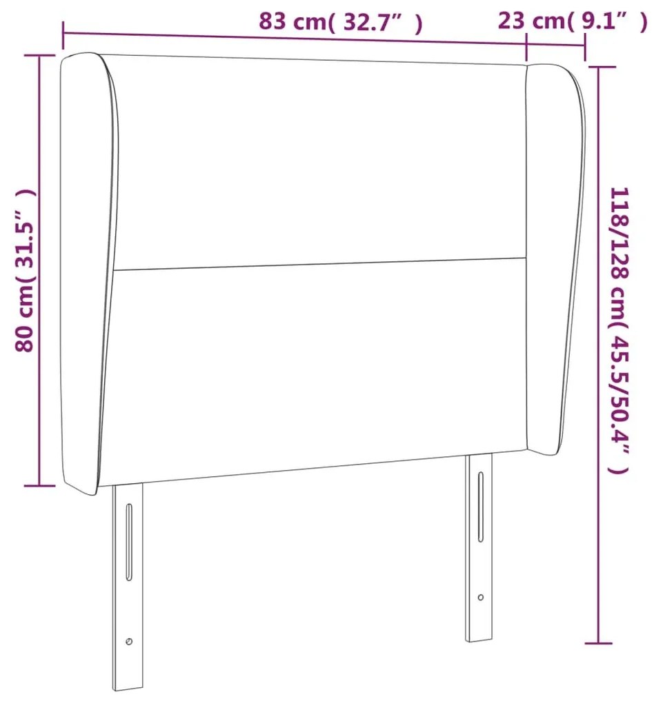 Κεφαλάρι με Πτερύγια Σκούρο Μπλε 83x23x118/128 εκ. Βελούδινο - Μπλε