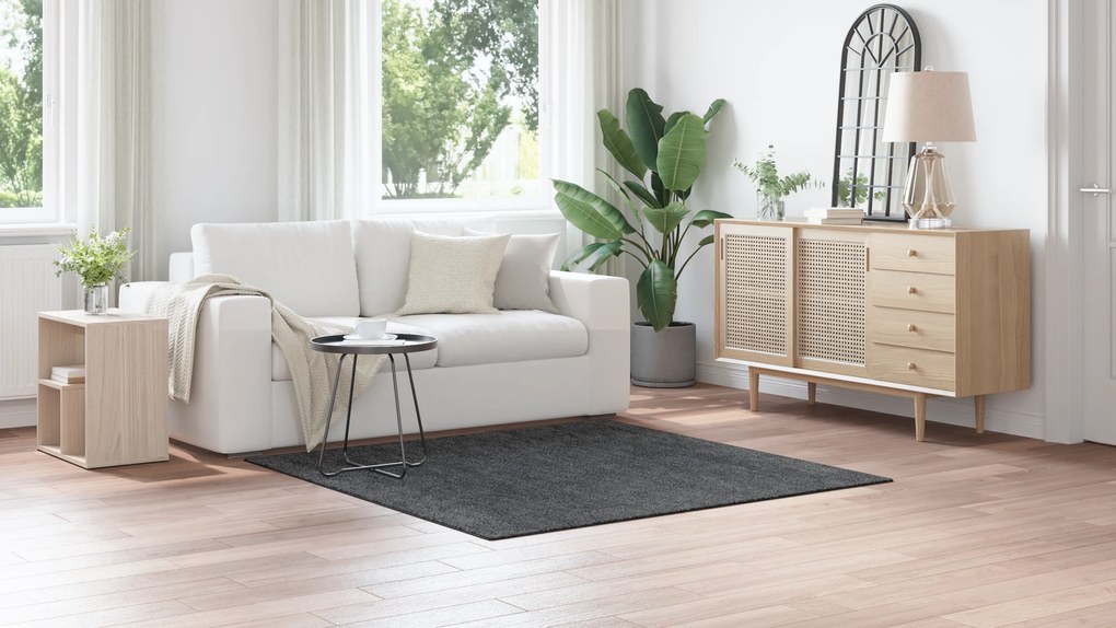 vidaXL Χαλιά Σαχλέ με Ραμμένο Λάτεξ Σκούρο Γκρι 160x160 εκ.
