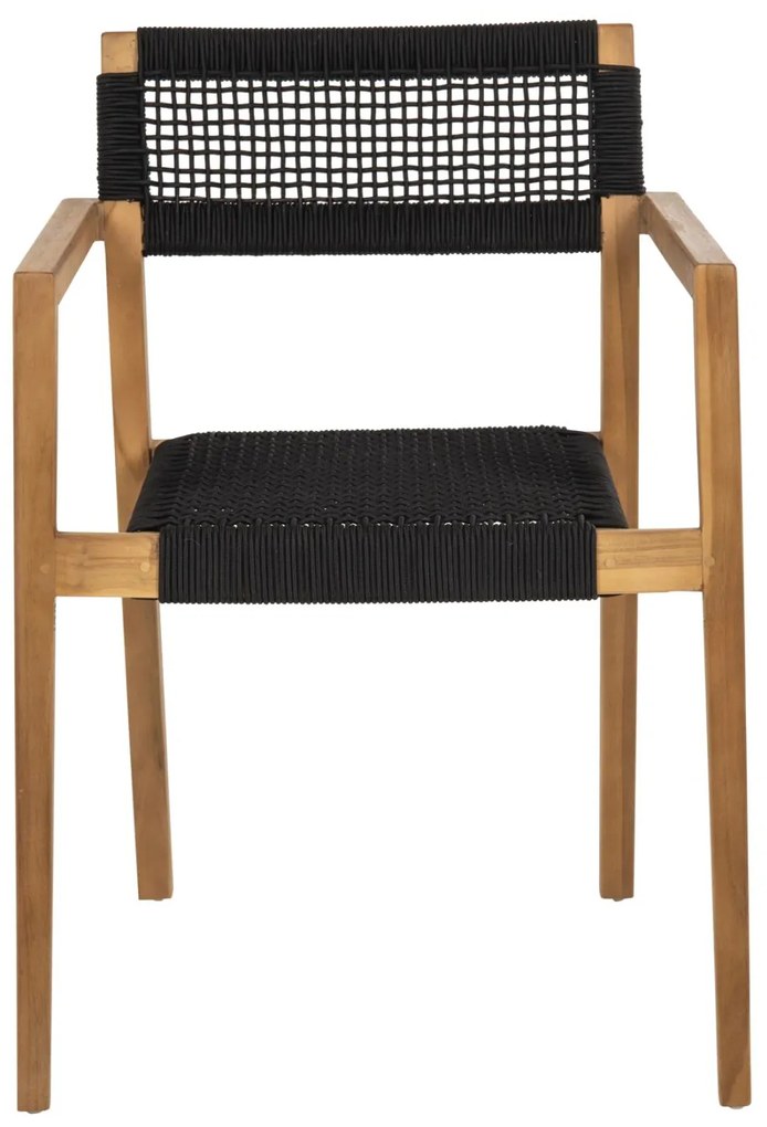 Πολυθρόνα CHARLOTTE Ξύλο Teak Φυσικό και Μαύρο Σχοινί 59x54x83Yεκ. 59x54x83 εκ.