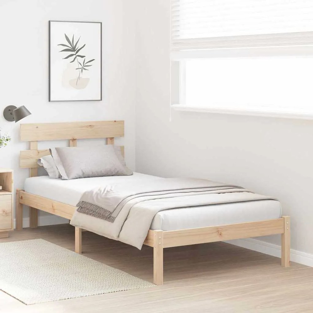 vidaXL Σκελετός Κρεβατιού Καφέ 90 x 200 cm Μασίφ ξύλο πεύκου
