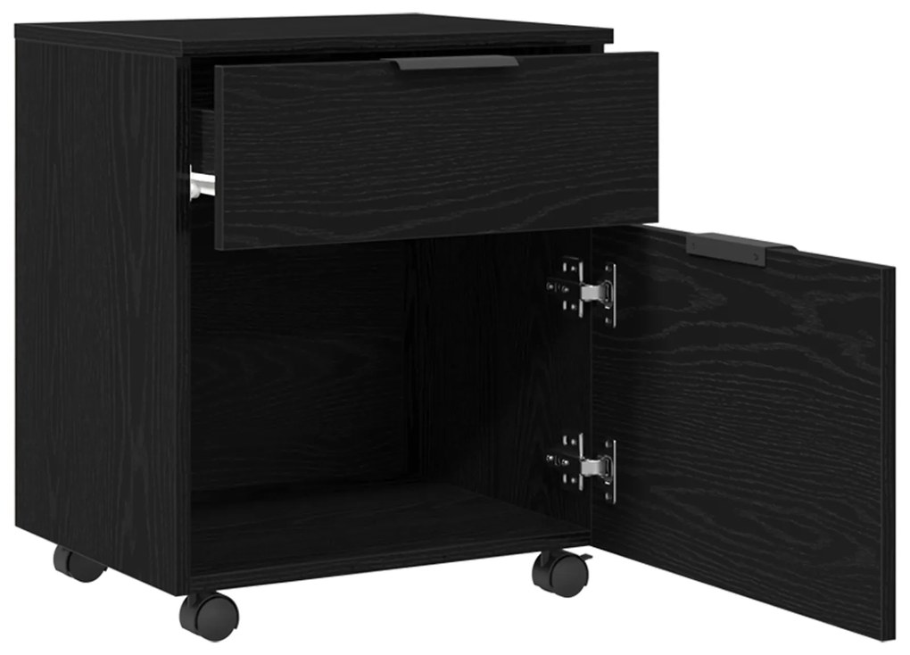 vidaXL Κινητός Φάκελος με Ρόδες Μαύρη Δρυς 45x38x54 εκ.