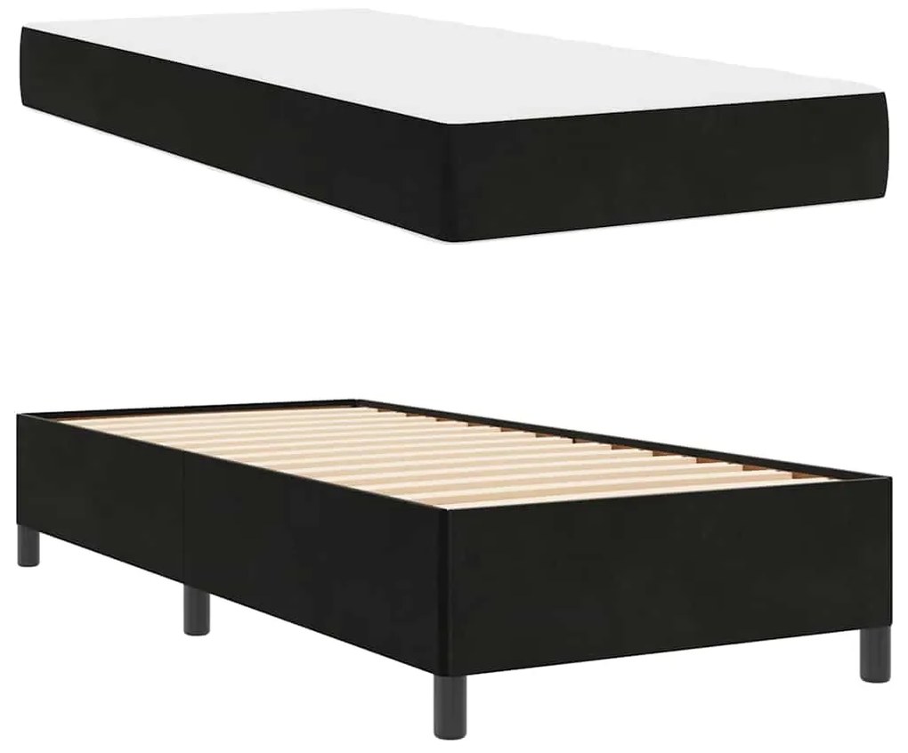 vidaXL Σκελετός Κρεβατιού με στρώμα Μαύρο 90 x 200 cm ύφασμα