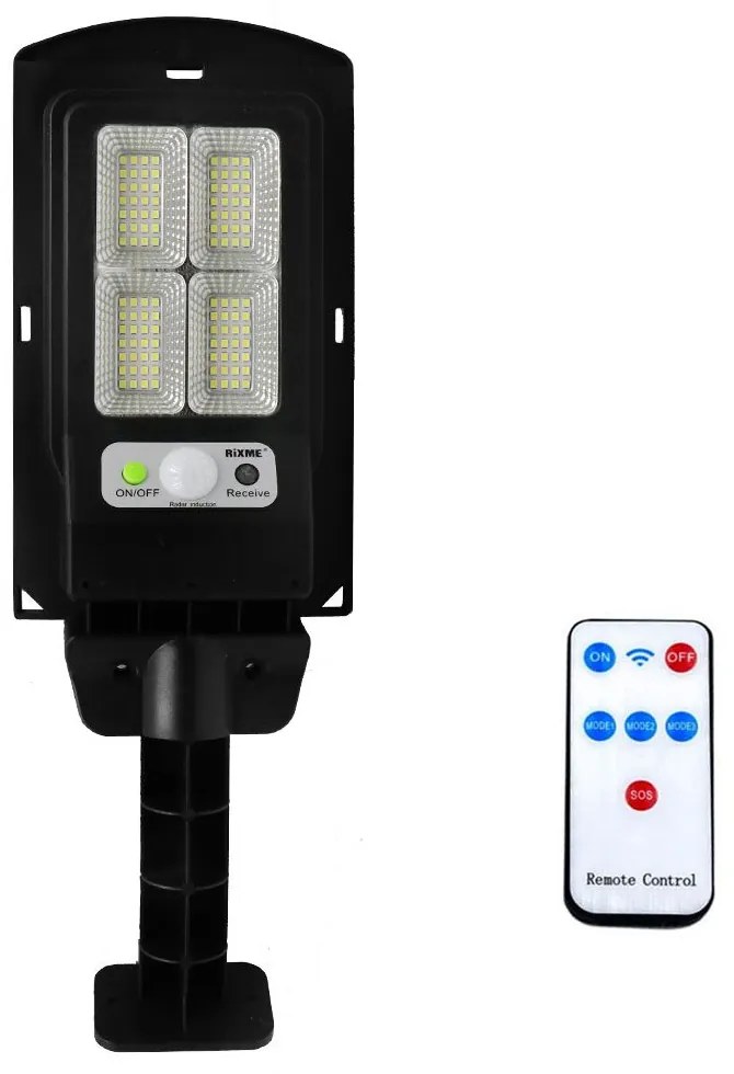 LED Αδιάβροχο Ηλιακό Επιτοίχιο Φωτιστικό με Ανιχνευτή Κίνησης Rixme RZ-2001-3 Μαύρο