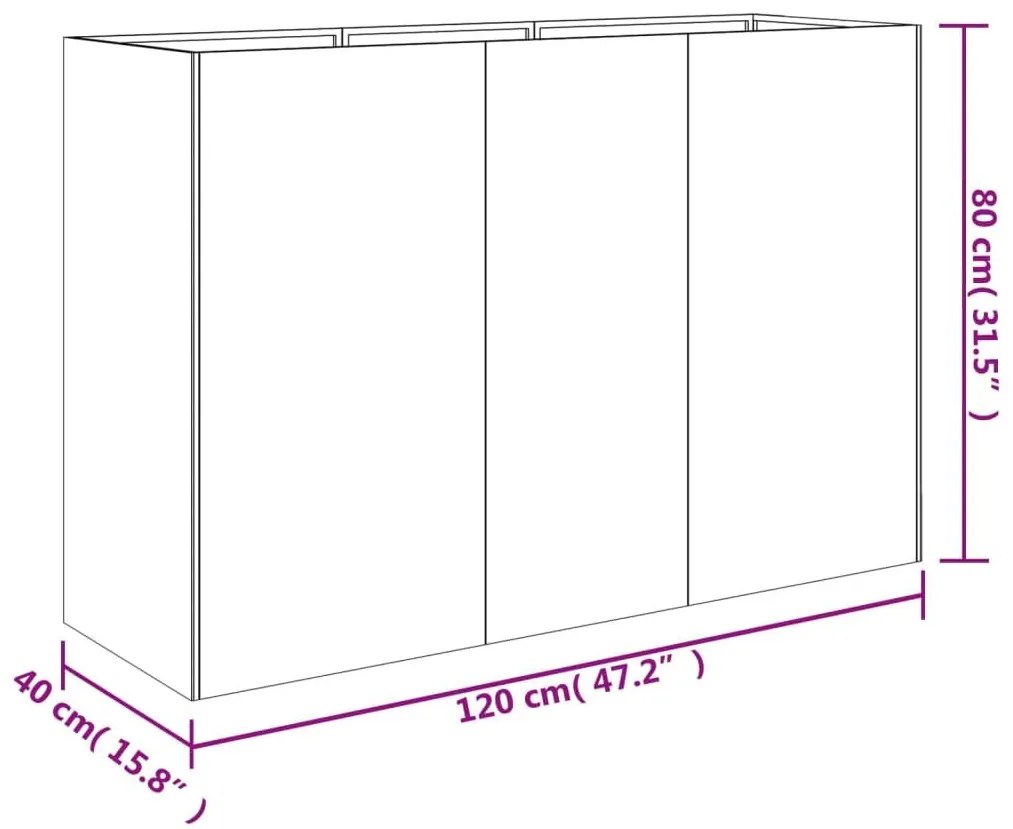 Ζαρντινιέρα 120 x 40 x 80 εκ. από Ατσάλι Σκληρυθέν στον Αέρα - Καφέ