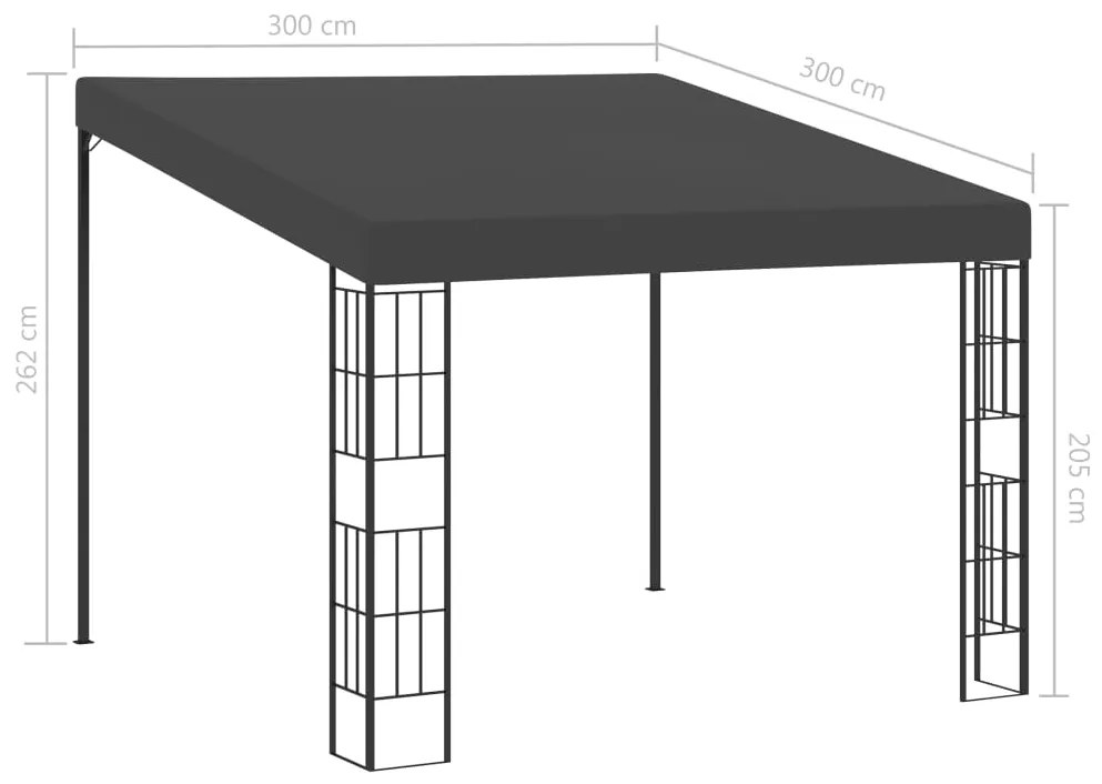 vidaXL Κιόσκι Επιτοίχιο Ανθρακί 3 x 3 μ. Υφασμάτινο