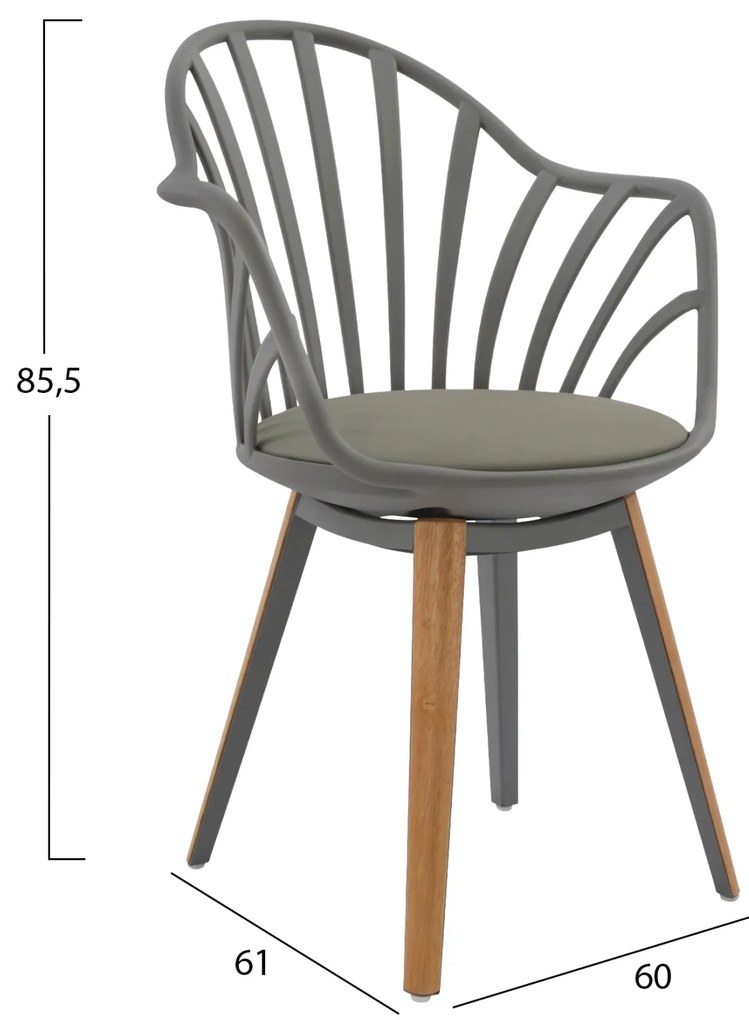 ΣΕΤ ΤΡΑΠΕΖΑΡΙΑΣ 5ΤΜΧ ANAIS HM21176 MDF TOP ΣΕ ΓΚΡΙ--P.P. &amp; PU ΣΕ ΓΚΡΙ