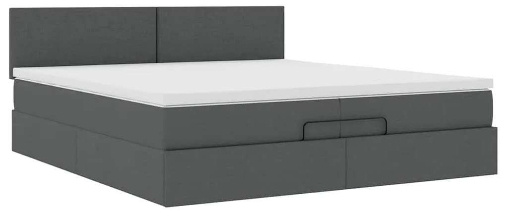 vidaXL Οθωμανικό κρεβάτι με στρώμα Σκούρο γκρι 200x200 cm Ύφασμα