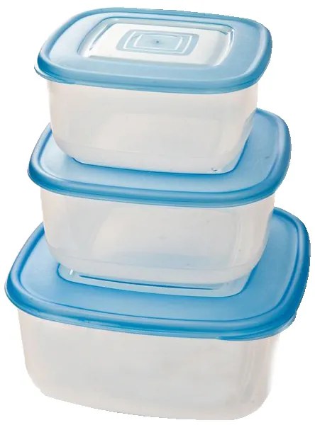 Σετ 3 πλαστικά τετράγωνα φαγητοδοχεία 750ml, 1,2lt & 2lt - Ανά 2 Τμχ
