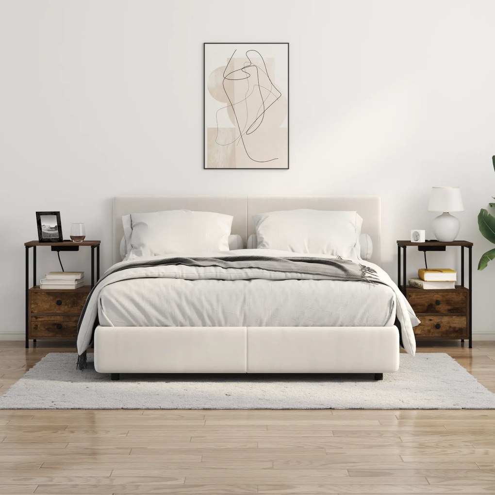 vidaXL Κομοδίνο με συρτάρι 2 pcs Καπνιστό Δρύς 40 x 31 x 60 εκ.