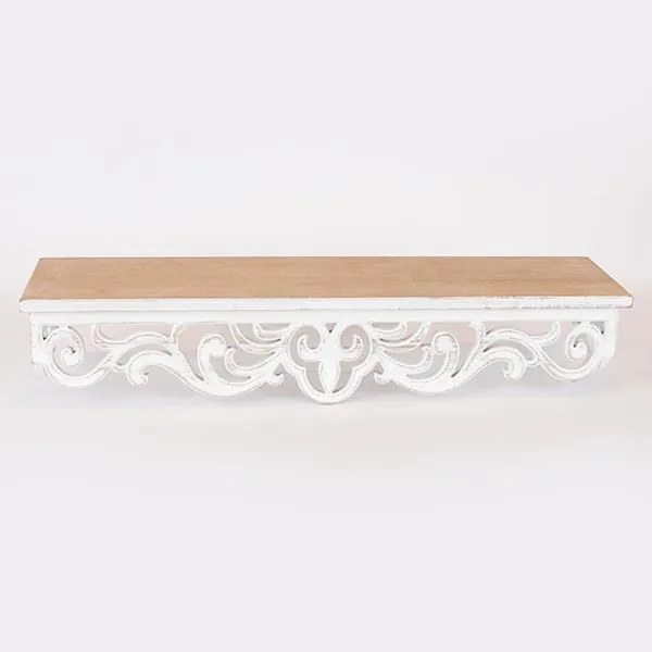 Estheti Ραφιέρα Ξύλινη 59x15x11.5cm Φυσικό-Λευκό 750-30014