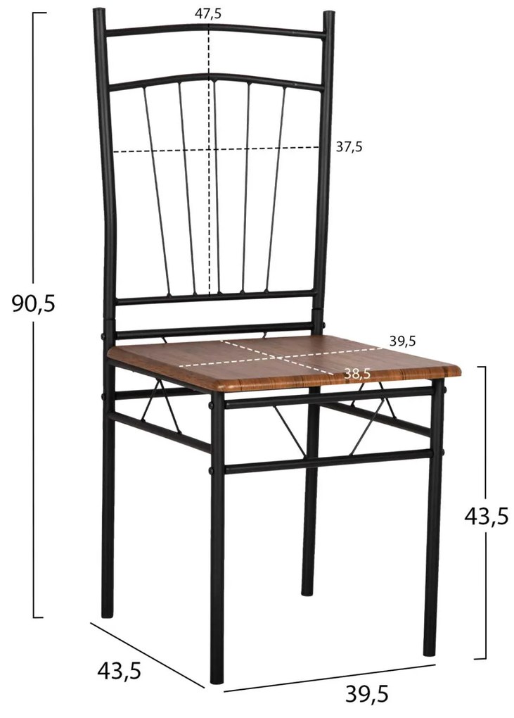 ΣΕΤ ΤΡΑΠΕΖΑΡΙΑΣ 5ΤΜΧ PEARY HM9416.11 ΜΕΤΑΛΛΟ ΜΑΥΡΟ-MDF ΚΑΡΥΔΙ 110x60x74Yεκ.