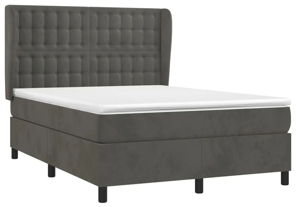 ΚΡΕΒΑΤΙ BOXSPRING ΜΕ ΣΤΡΩΜΑ ΣΚΟΥΡΟ ΓΚΡΙ 140X190 ΕΚ. ΒΕΛΟΥΔΙΝΟ 3129448