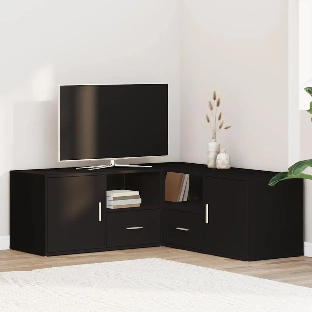 vidaXL Ντουλάπι Γωνιακό Μαύρο 200x40x45 εκ. από Επεξεργασμένο Ξύλο
