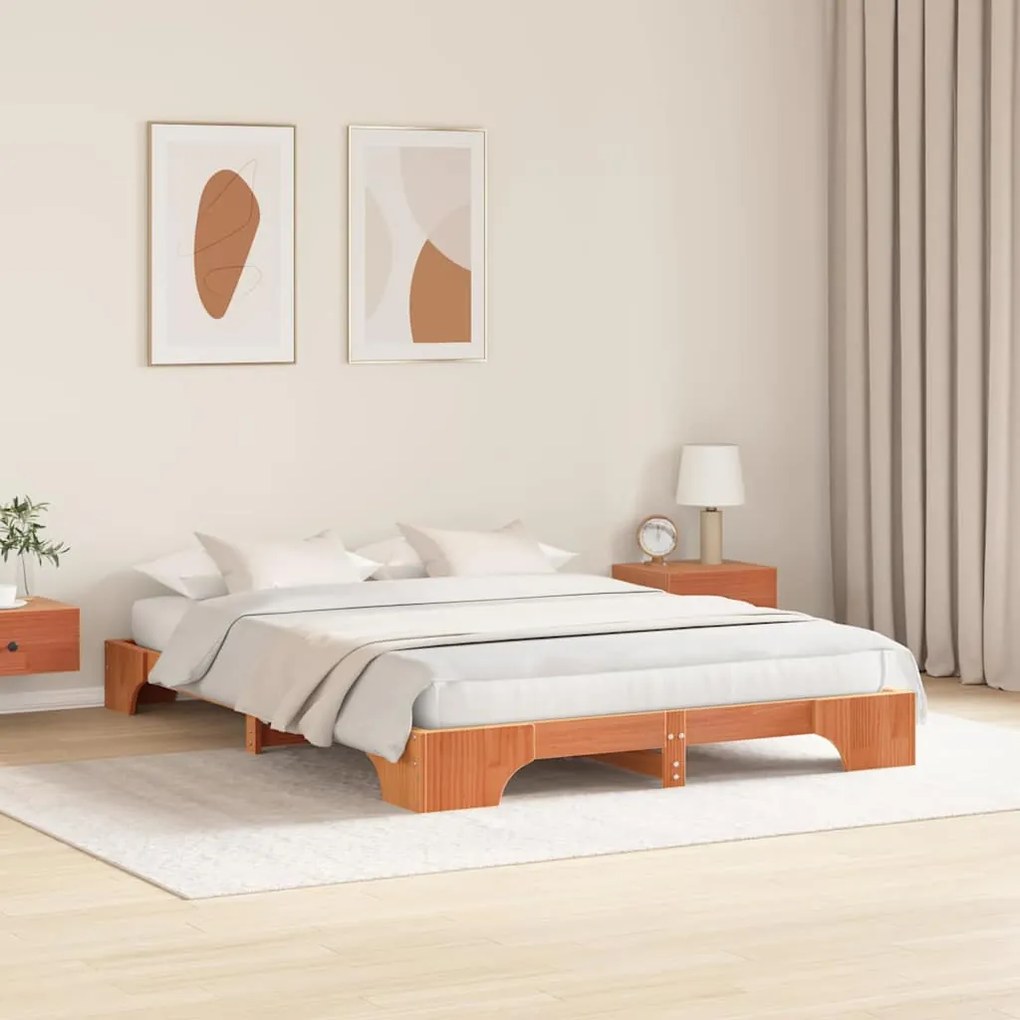 vidaXL Σκελετός Κρεβατιού Καφέ κεριού 160 x 200 cm Μασίφ ξύλο πεύκου