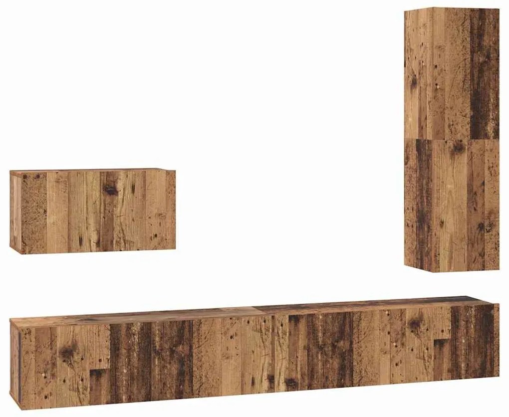 vidaXL Σετ επίπλου τηλεόρασης 4 pcs Παλαιό ξύλο 30.5 x 30 x 110 εκ.